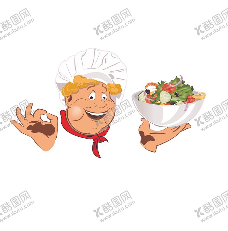 编号：79661809230439057044【酷图网】源文件下载-端着一碗吃的厨师卡通素材