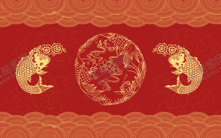 编号：75508309241747476856【酷图网】源文件下载-金鱼中式背景墙