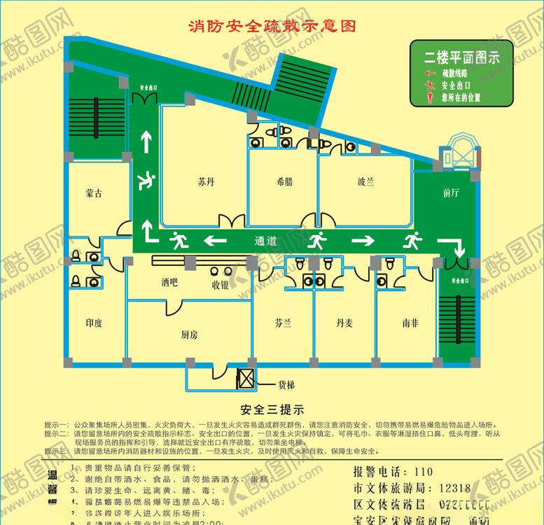 编号：88342710200201396988【酷图网】源文件下载-消防逃生示意图