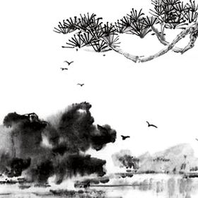 水墨中国风迎客松