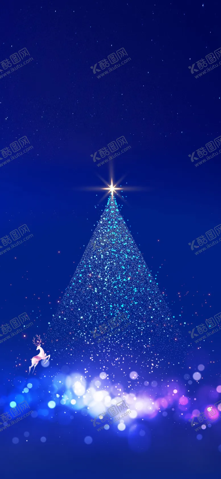 圣诞节背景冬天房屋创意卡通树
