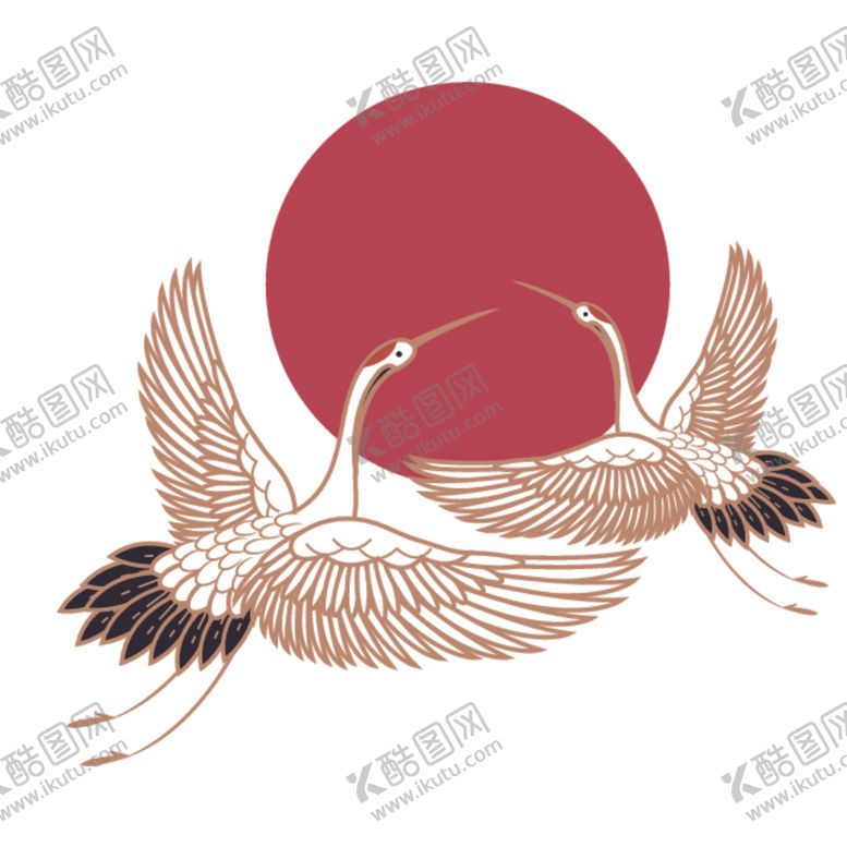 编号：60024506180548253026【酷图网】源文件下载-中国风古风仙鹤太阳