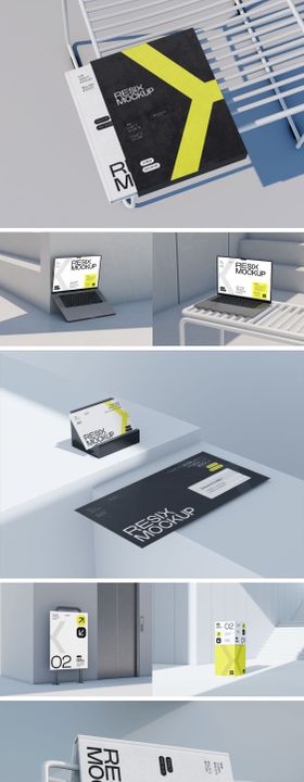 黄色简约高端品牌文创办公样机