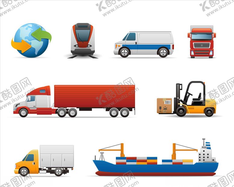 编号：44515509100125212545【酷图网】源文件下载-运输工具集合