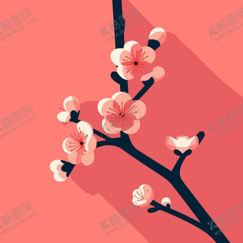 编号：95929112011503144768【酷图网】源文件下载-扁平梅花矢量插画