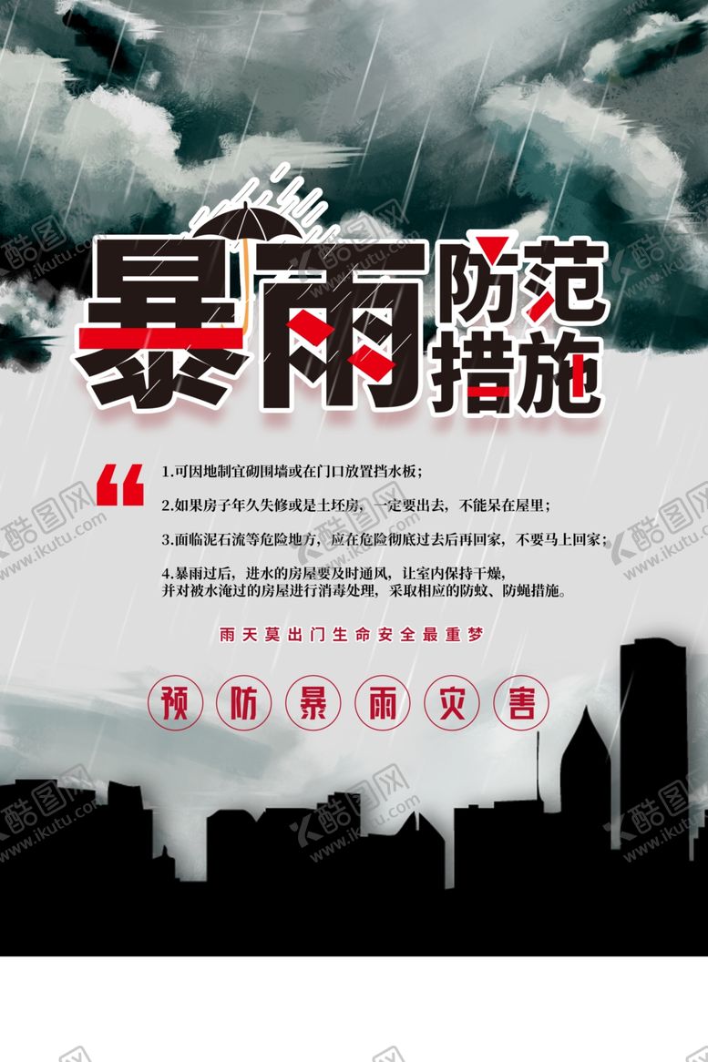 编号：99430106232100083586【酷图网】源文件下载-防范暴雨公益活动宣传海报素材