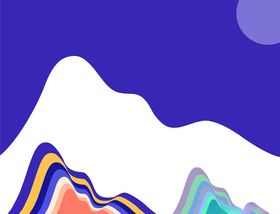 插画抽象山峰