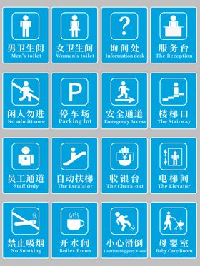 蓝色商场导视门牌
