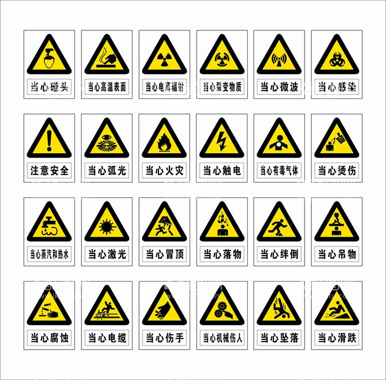 编号：52360411031902494410【酷图网】源文件下载-工地当心标识 图标