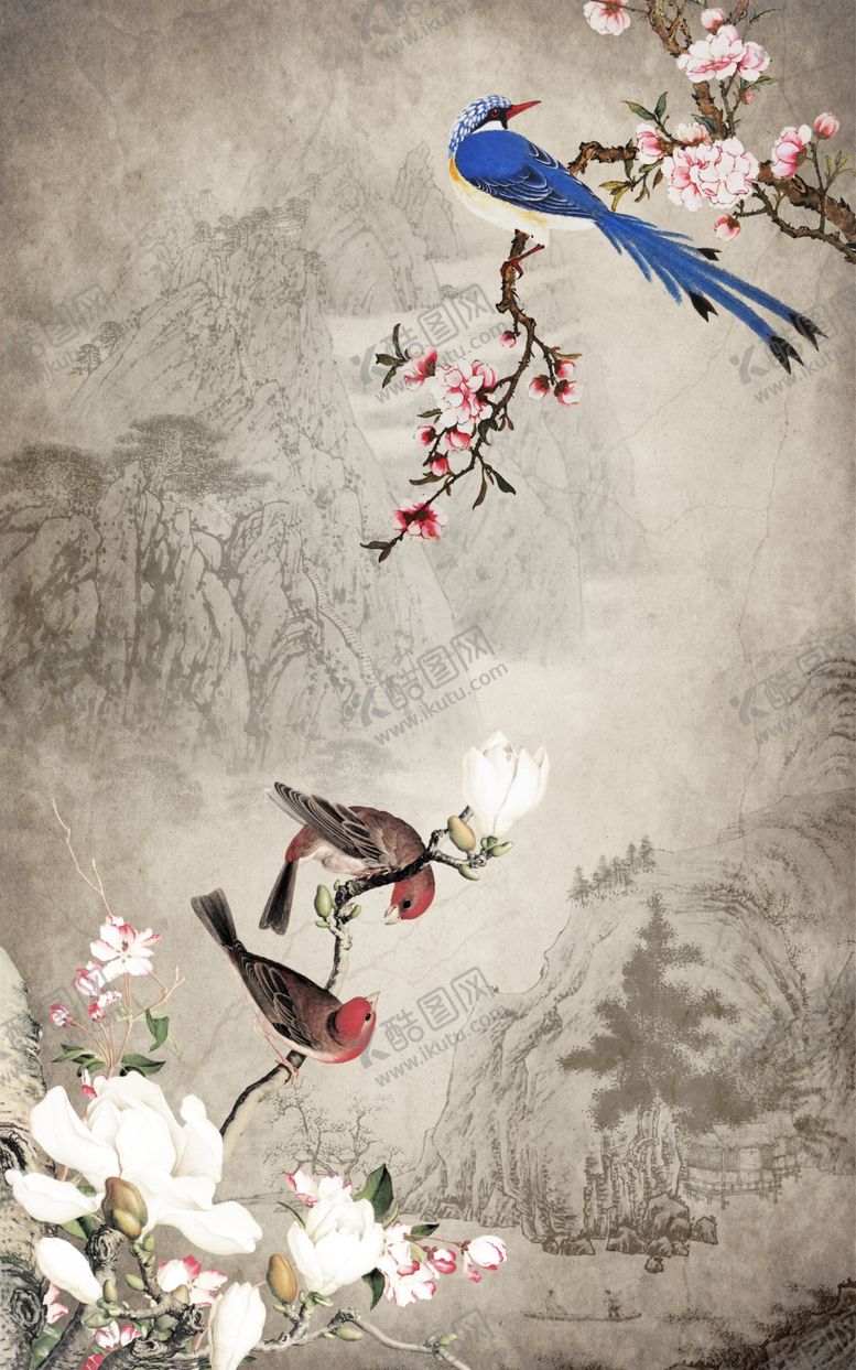 编号：79259310170205015025【酷图网】源文件下载-国画花鸟山水新中式地毯