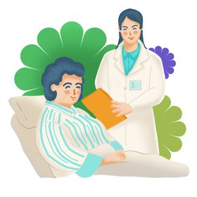 女医生给患者做检查卡通插画
