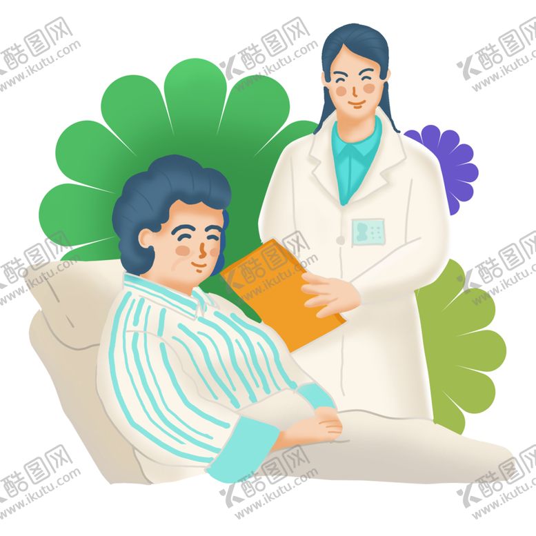 编号：25080205070933025259【酷图网】源文件下载-女医生给患者做检查卡通插画