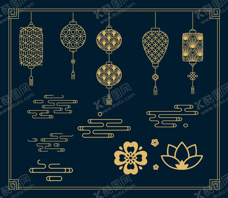 编号：14273809131103435307【酷图网】源文件下载-云纹花纹灯笼