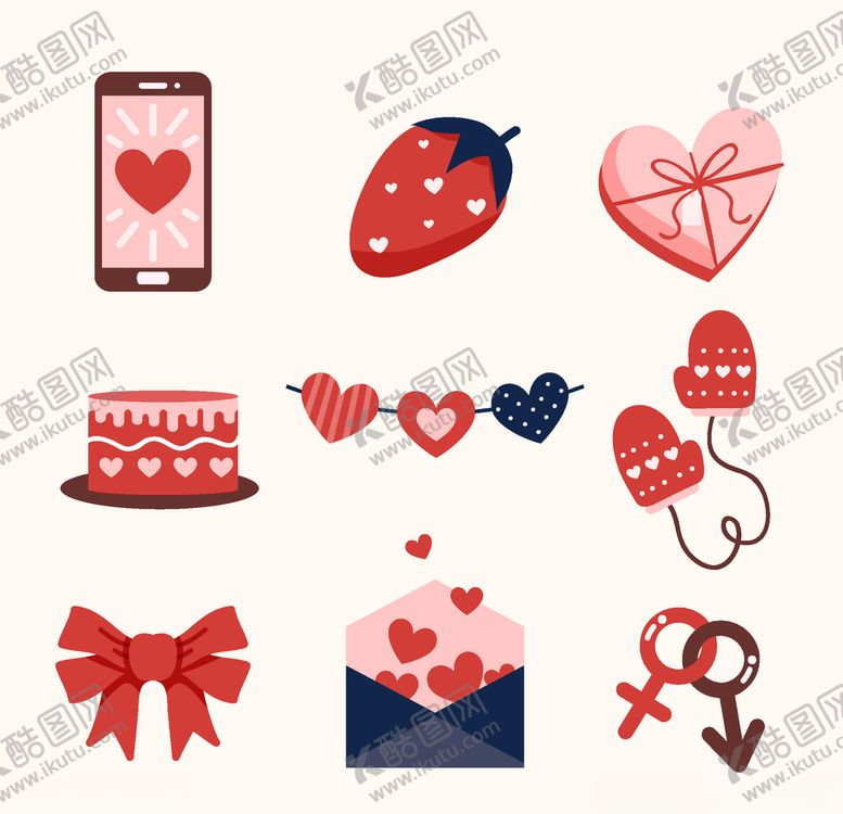编号：63387506160158015367【酷图网】源文件下载-浪漫情人节元素