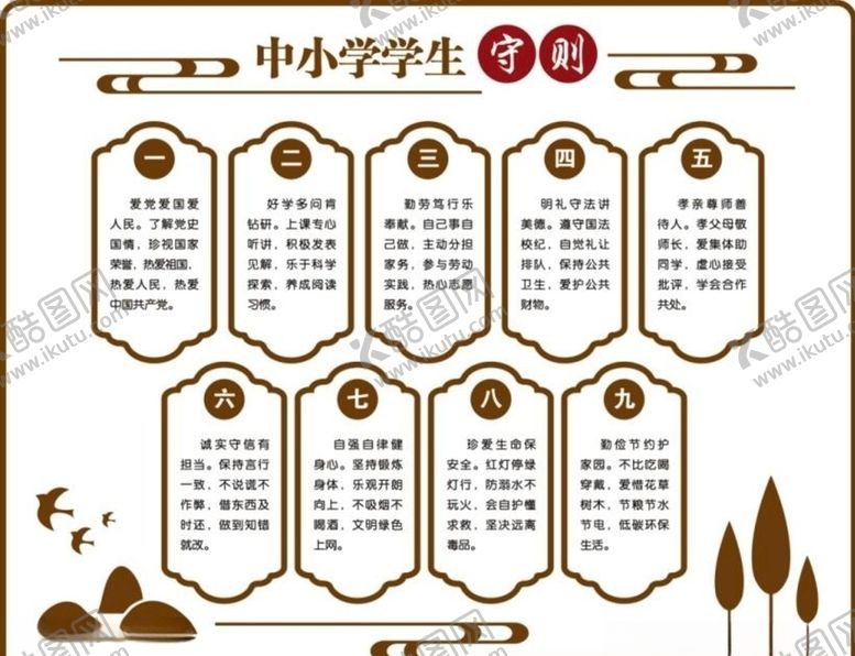 编号：38496310191827315903【酷图网】源文件下载-中小学学生守则形象墙