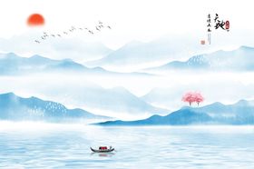 新中式山水背景