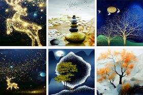 梦幻冬日景观与奇幻元素电视墙