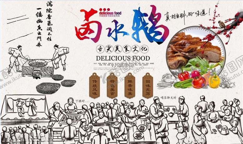 编号：73290307050105067298【酷图网】源文件下载-卤水鹅背景墙PSD模板下载