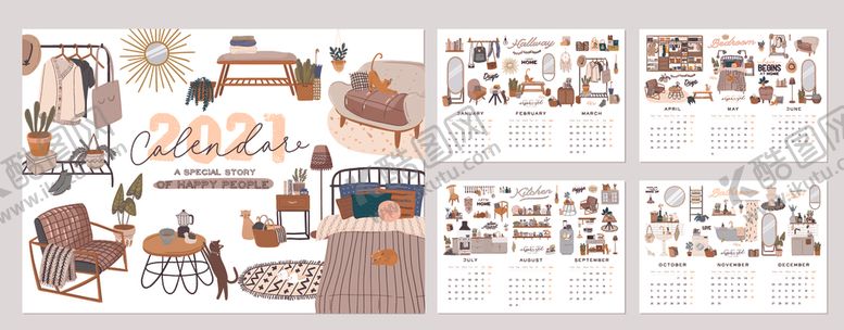 编号：31833210120906256599【酷图网】源文件下载-2021年日历