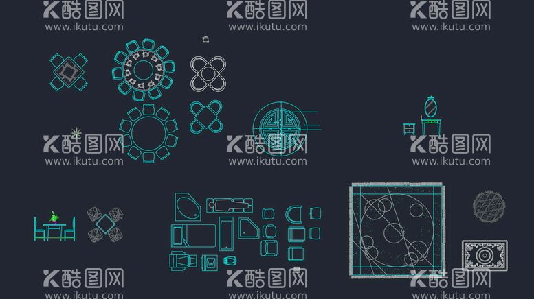 编号：11885812131702508792【酷图网】源文件下载-室内家具图块cad