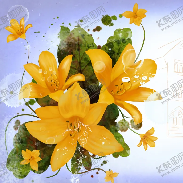 编号：76739812010940172403【酷图网】源文件下载-唯美黄色花卉艺术挂画装饰画