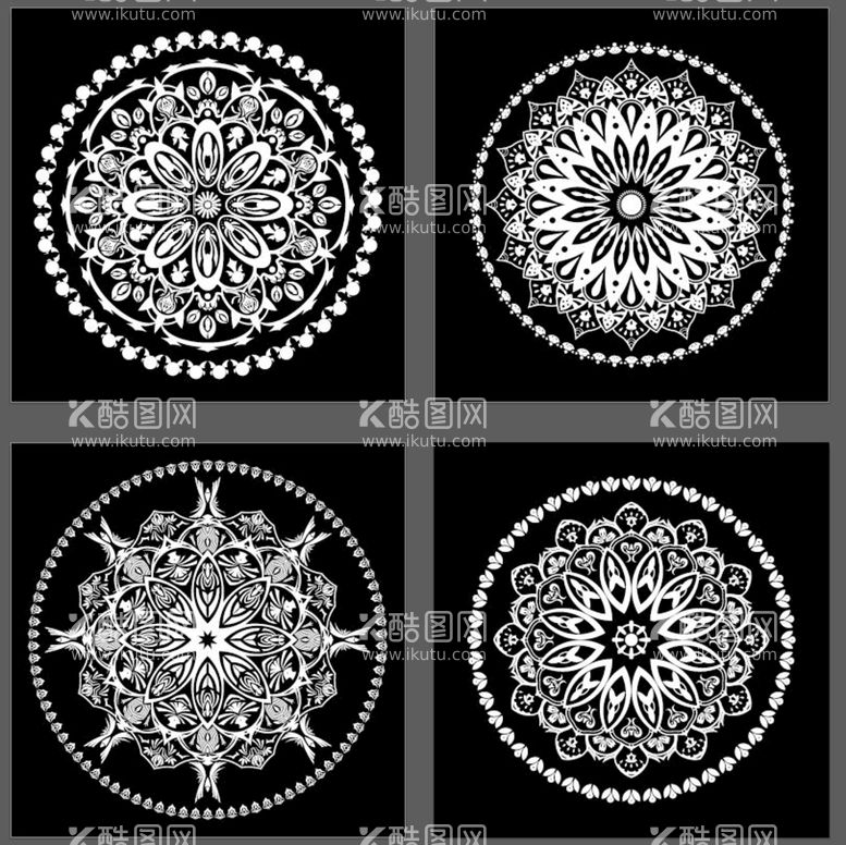 编号：24918309271619172981【酷图网】源文件下载-四款圆形花纹图案