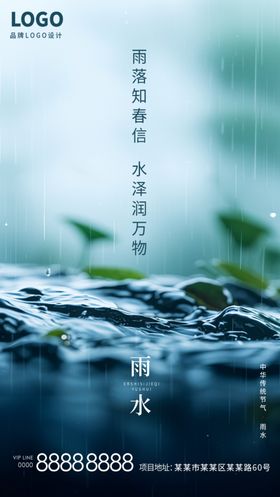 雨水节气谷雨节气海报节日节点