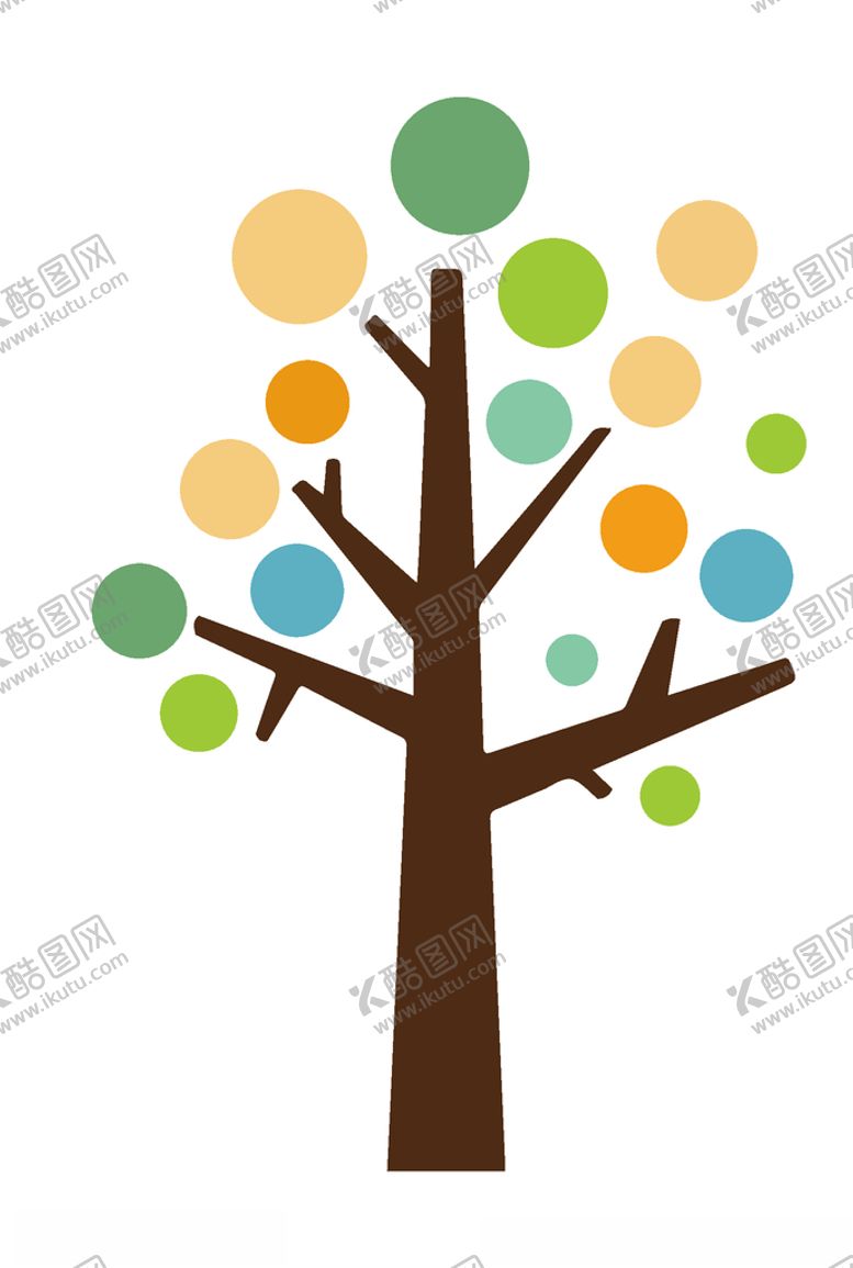 编号：45565410081350327722【酷图网】源文件下载-五颜六色活泼的大树儿童画