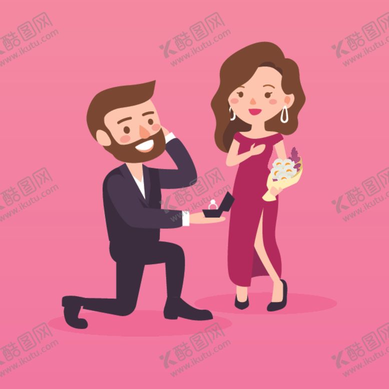 编号：59191604301711074592【酷图网】源文件下载-卡通人物求婚