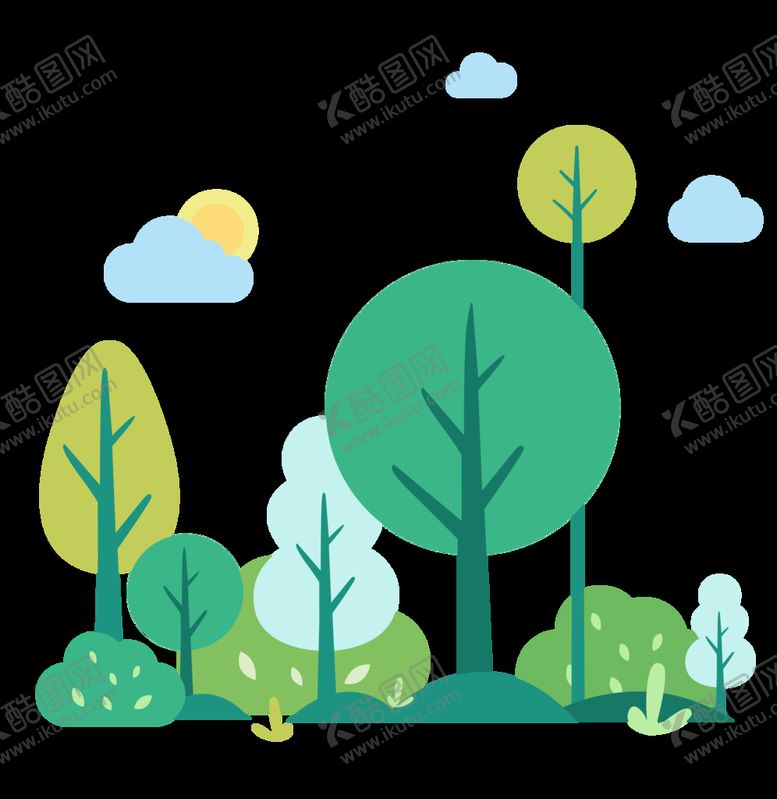 编号：90147210270727214221【酷图网】源文件下载-扁平树木丛春天植物