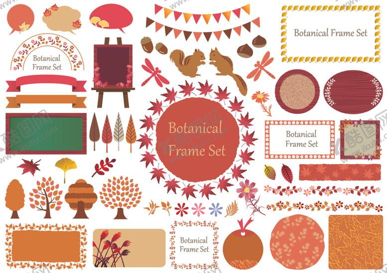 编号：80993610010534267647【酷图网】源文件下载-淡彩植物边框