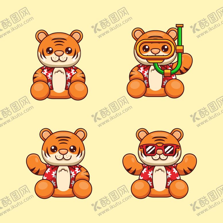 编号：83751609211340380973【酷图网】源文件下载-手绘老虎合集