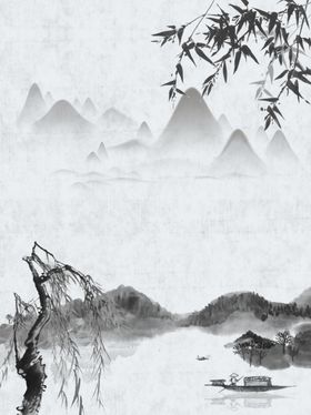 水墨画图片山水风景中国风色江南烟雨现代新式意境
