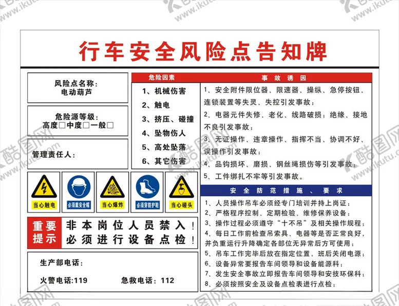 编号：63927904192055466762【酷图网】源文件下载-行车安全风险点告知牌