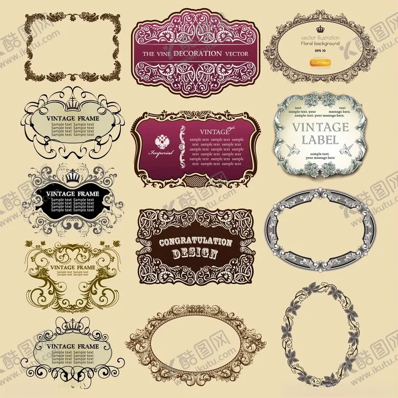 编号：34273504211326509329【酷图网】源文件下载-复古精美边框装饰图案集