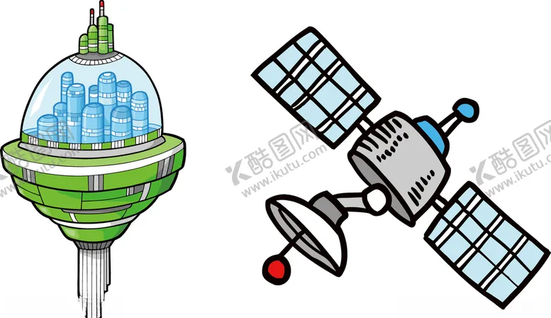 编号：77542006272255368583【酷图网】源文件下载-卡通太空城堡宇宙卫星接收器素材