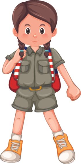 卡通野营学生