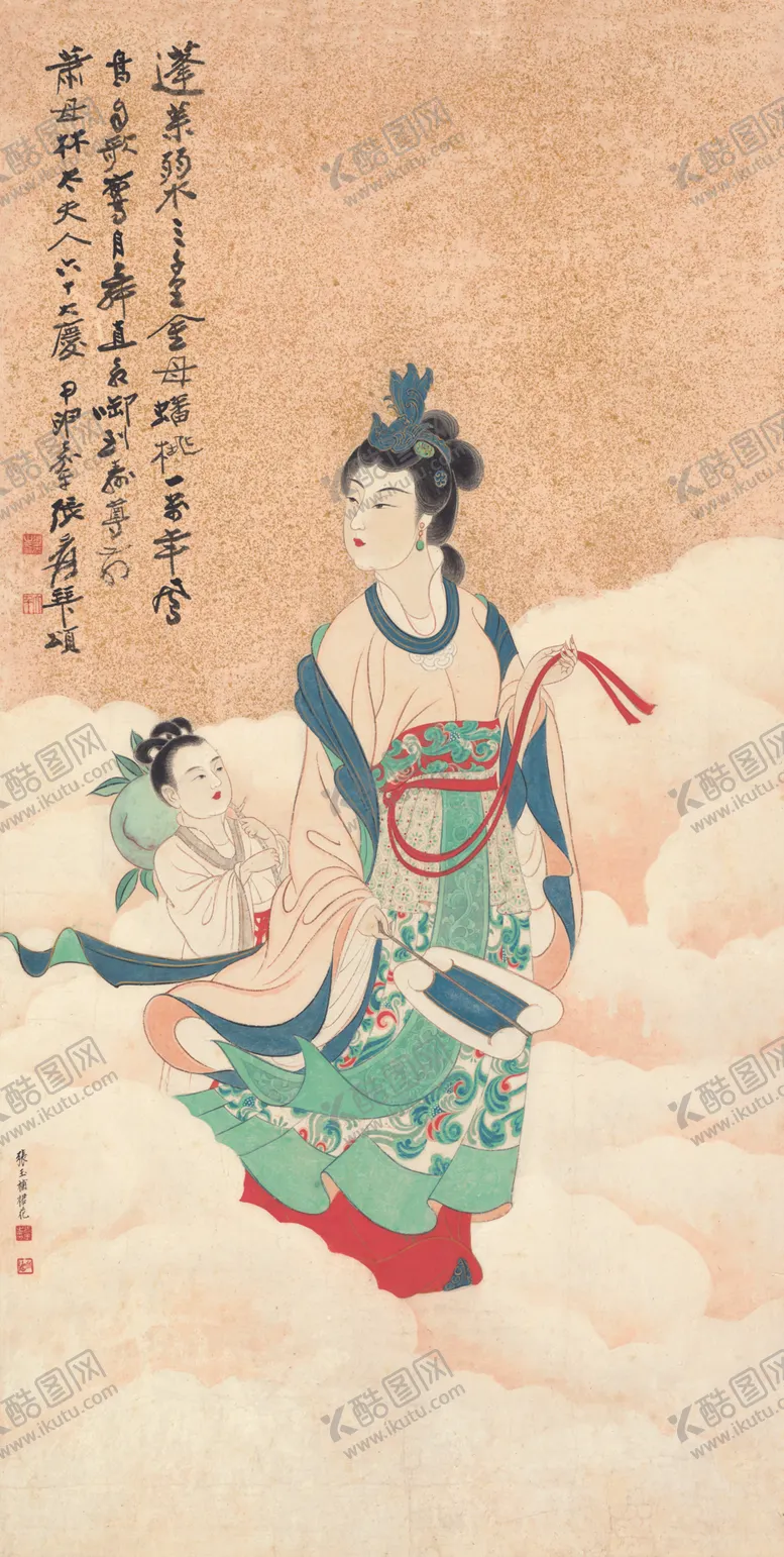 编号：46546902061205096098【酷图网】源文件下载-张大千蟠桃献寿