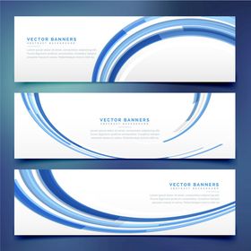 蓝白流线型横幅设计模板