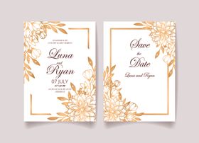 北欧风格烫金花朵卡片矢量