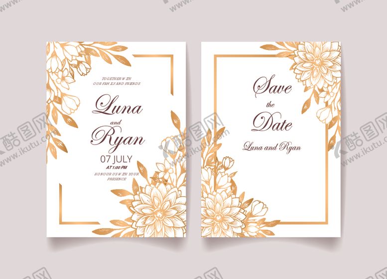 编号：31324110300518078558【酷图网】源文件下载-北欧风格烫金花朵卡片矢量