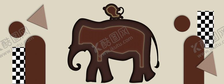 编号：19569711182034449953【酷图网】源文件下载-抽象大象立体几何组合装饰画