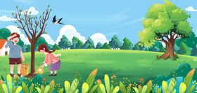 简约清新312植树保护环境背景