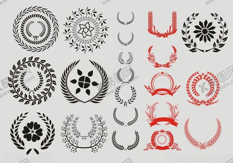 编号：23798411182150184239【酷图网】源文件下载-麦穗多样精美装饰图案集合