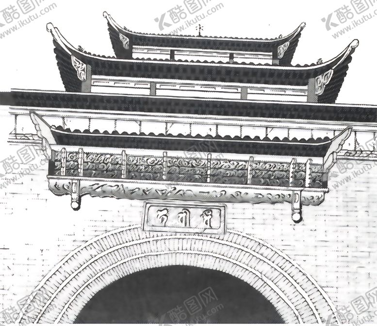 编号：34949201250400151538【酷图网】源文件下载-古城门线稿