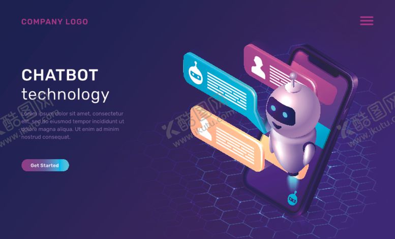 编号：23629610120914505426【酷图网】源文件下载-手机智能客服AI概念插画