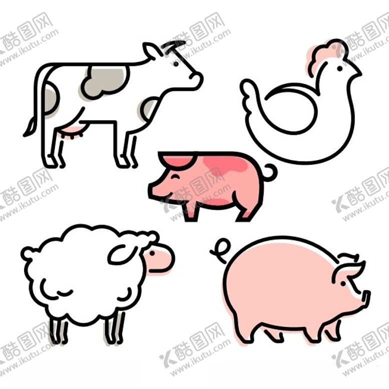 编号：58365901141101218465【酷图网】源文件下载-家禽动物简笔画