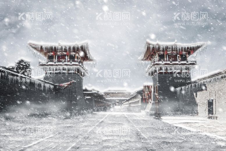 编号：72694509282003458465【酷图网】源文件下载-古建筑雪景