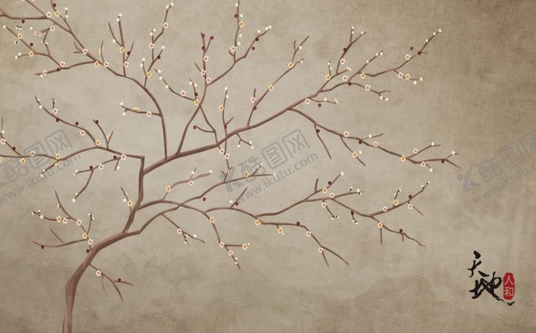 编号：70842406250948021415【酷图网】源文件下载-工笔花鸟背景墙装饰画
