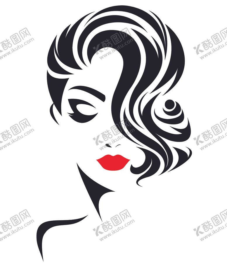 编号：94295707051234342203【酷图网】源文件下载-卷发造型红唇美女